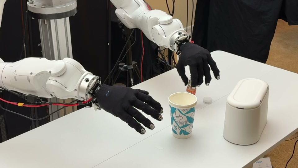 Robotic hands manipulating an object together